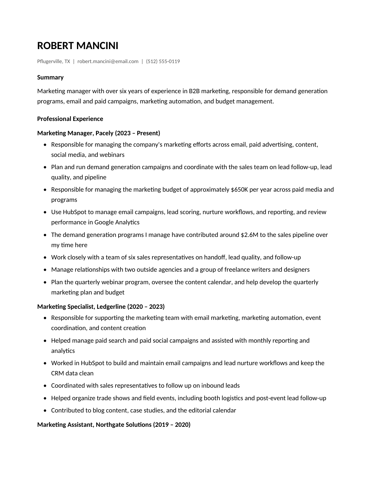 Candidate B — Self-written, qualifications buried in the bullets