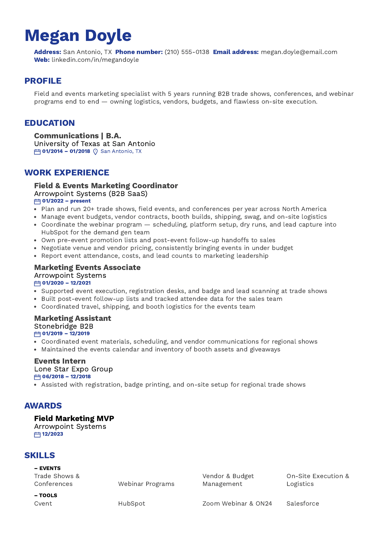 Megan Doyle — Narrow — field and events marketing only
