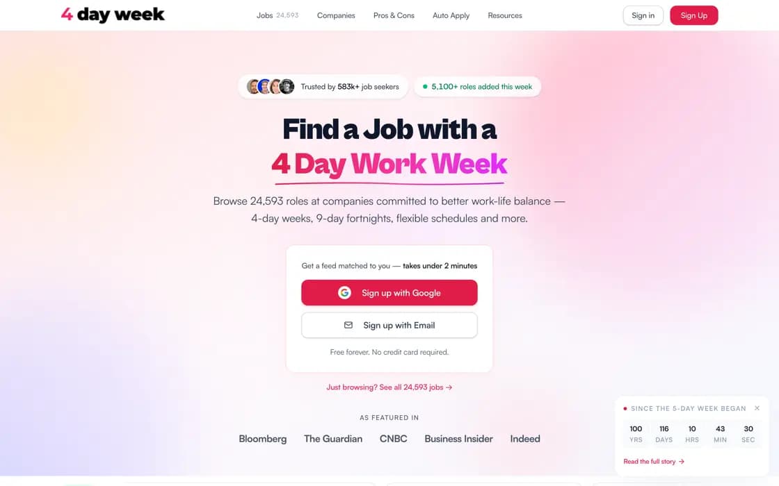 Homepage von 4 Day Week, erfasst am 2026-08-25