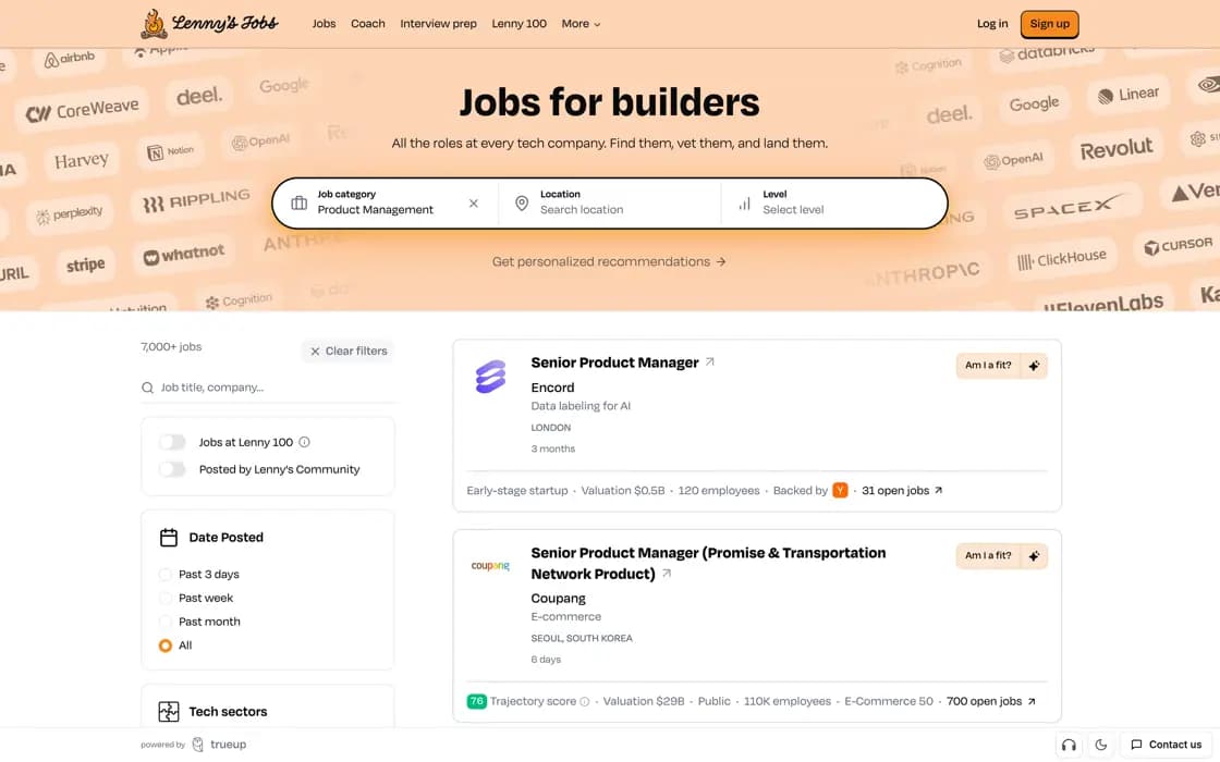 Homepage von Lenny's Jobs, erfasst am 2026-08-25