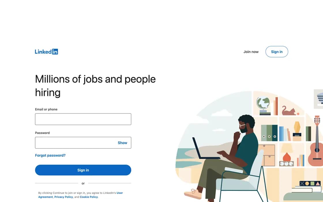 Startseite von LinkedIn Jobs, erfasst am 2026-08-25