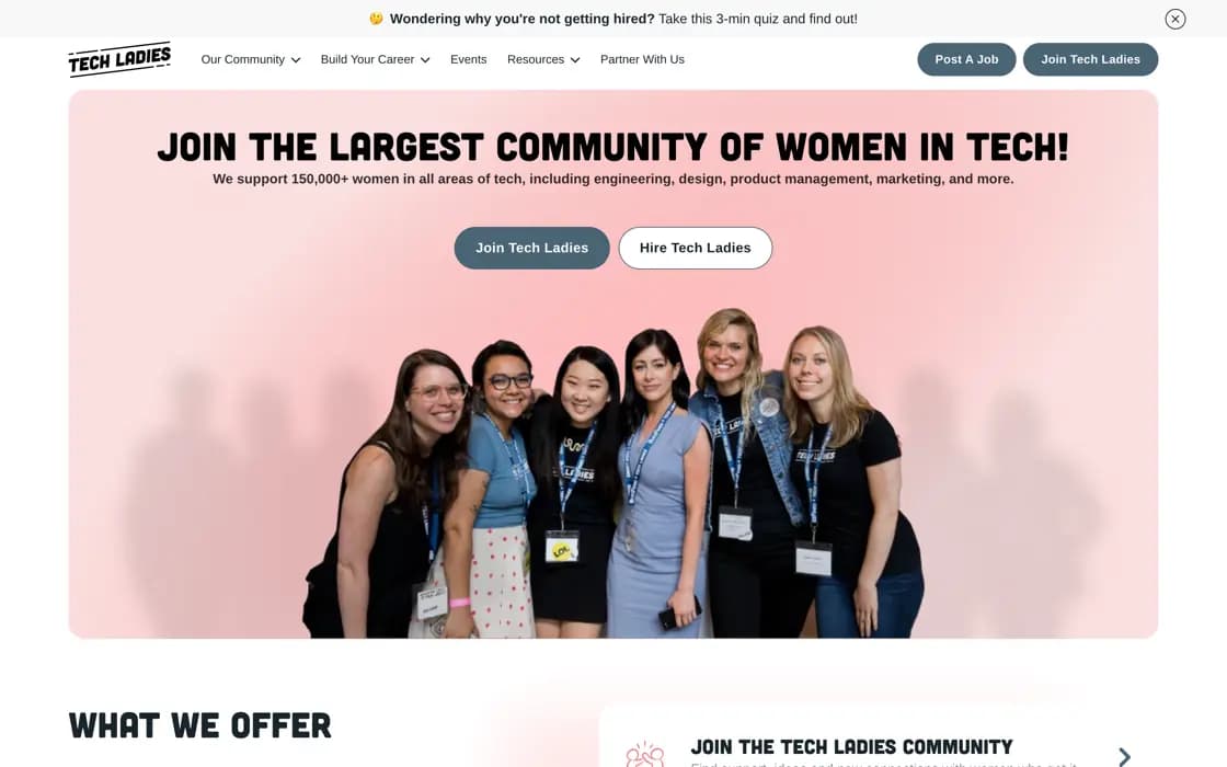 Homepage von Tech Ladies, erfasst am 2026-08-25